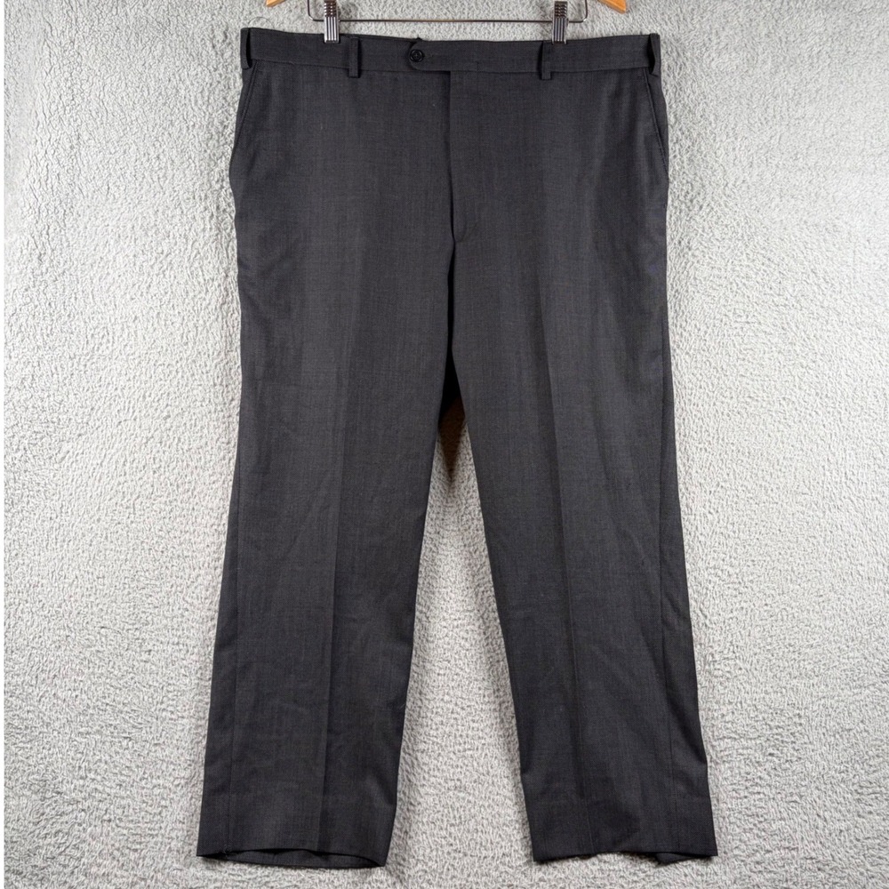 Linea Naturale Luxe Pants Mens 40 Wool Gray Check Dress Trousers Italy Old Money